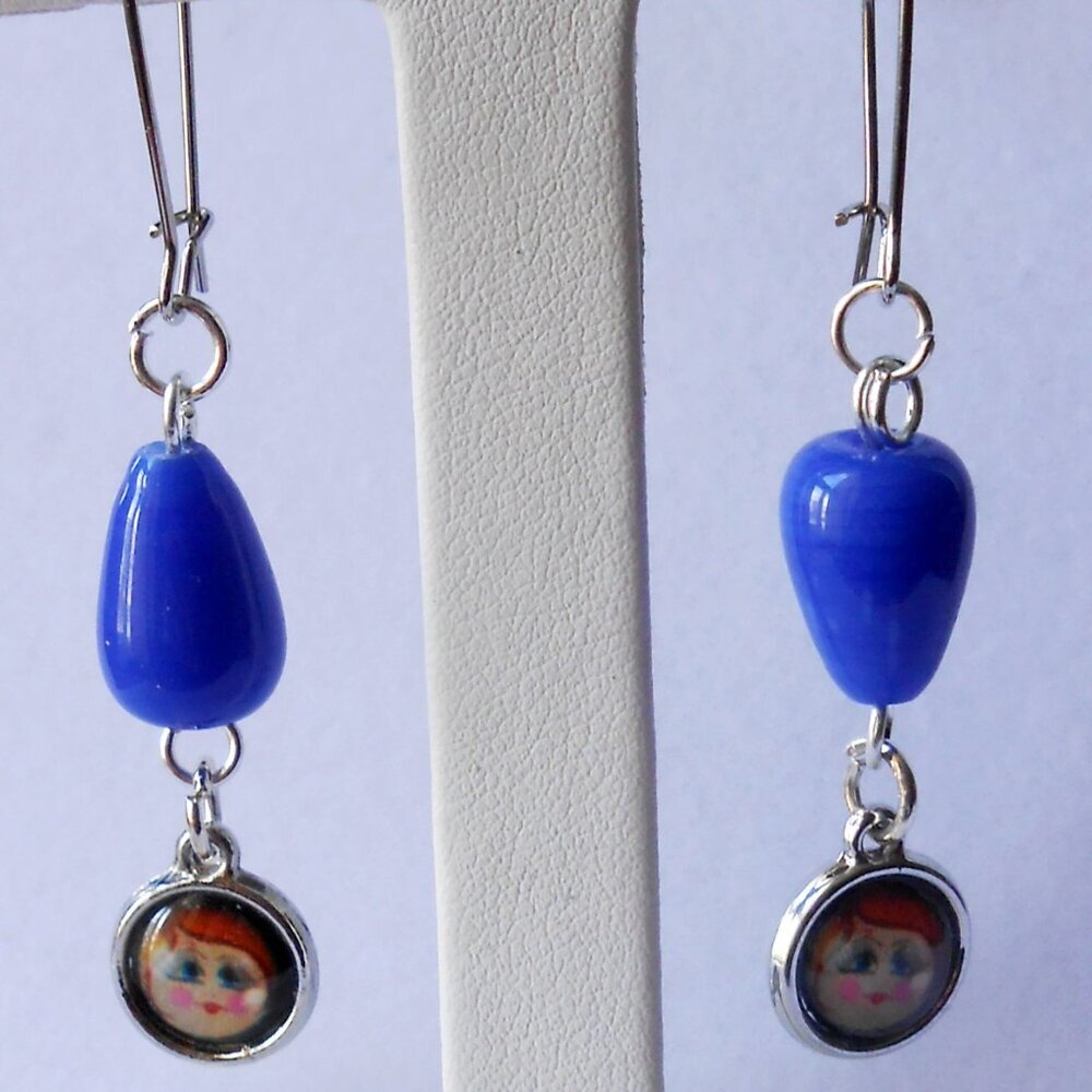 No 376 Handmade earrings with enameled silver charms